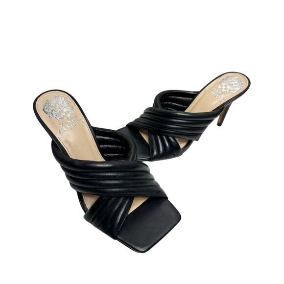 Vince Camuto Slide Crisscross Sandals Size 6 Black Sarendie Quilted Strap - Picture 7 of 11